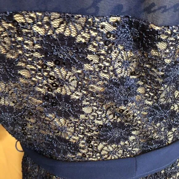 Julian Taylor Short Sleeve Sequin Lace Fit And Flare Dress - Picture 12 of 15